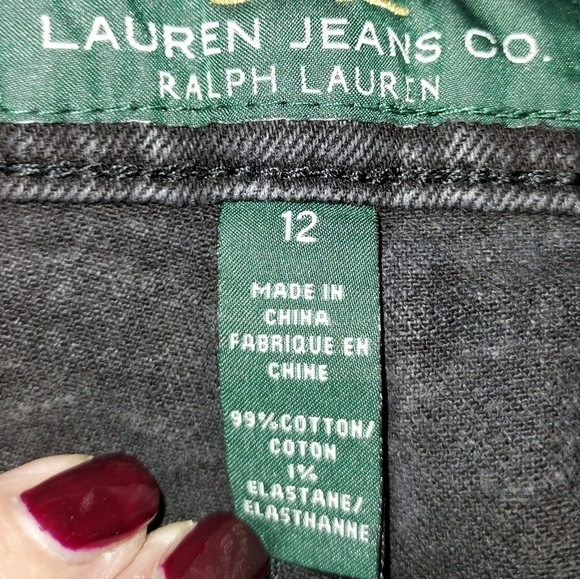 LRL Lauren Jeans Co green label high waist jeans size 12 black straight leg - Picture 10 of 12